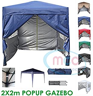 Mcc® Gazebo plegable impermeable del gazebo 2x2m - tienda del pabellón con la capa protectora de plata incluye paredes laterales [WS] (color Azul)